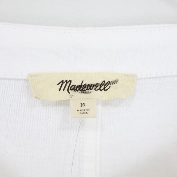 NWT Madewell Puff Sleeve Ruffle Trim Cotton Jersey Tee In White Size Medium - Picture 9 of 11